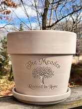 Load image into Gallery viewer, Personalized Tree of Life Flower Pot – Family Name with “Rooted in Love”