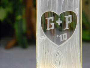 Custom Hand Cut Carved Tree Glass Vase