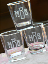 Load image into Gallery viewer, Hand Cut Classic Block Monogrammed Square Whiskey Glass