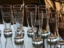 Load image into Gallery viewer, Pilsner Glass with Hand Cut Classic Block Name