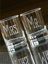 Load image into Gallery viewer, Hand Cut Mr. and Mrs. Rocks Glass | Set of 2