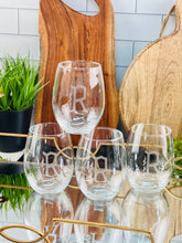 Load image into Gallery viewer, Hand Cut Monogrammed Stemless Wine Glass