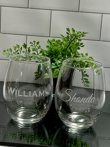 Set of 4 | Personalized 21 oz Stemless Wine Glass