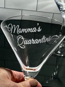 Personalized "Quarantini" Martini Glass
