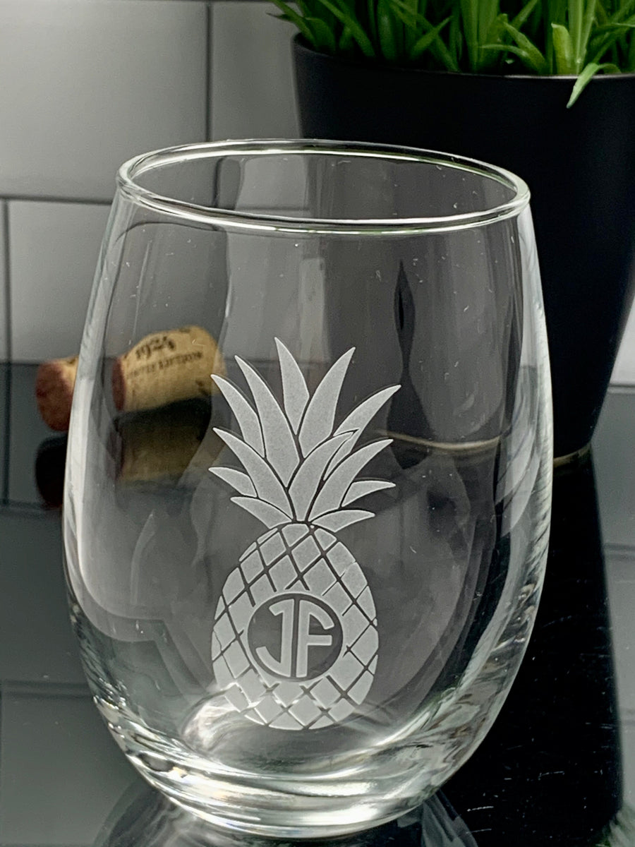 Stemless Wine Glass with Pineapple Texture