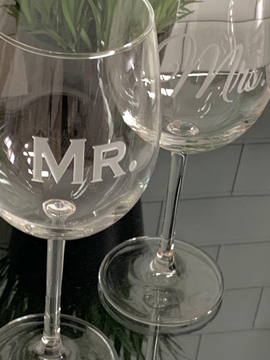 Mix and Match, Mr and Mrs 21 oz Stemless Wine Glasses