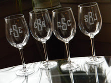 Load image into Gallery viewer, Hand Cut Stemmed Wine Glass with Custom Monogram | Choose 16 oz or 19 oz