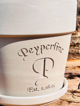 Load image into Gallery viewer, Personalized Family Name Flower Pot – Engraved Monogram &amp; Date – Custom Initial