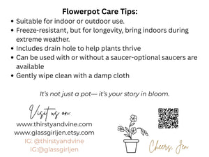 a flowerpot care tips poster with a picture of a flower pot