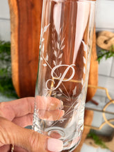 Load image into Gallery viewer, Monogram Stemless Champagne Flute – Single Script Initial &amp; Optional Date