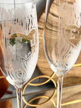 Load image into Gallery viewer, Personalized Hand Cut Carved Tree Champagne Glasses