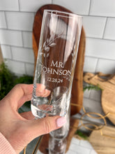 Load image into Gallery viewer, Mr. &amp; Mrs. Stemless Champagne Flute – Engraved with Last Name &amp; Date