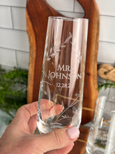 Load image into Gallery viewer, Mr. &amp; Mrs. Stemless Champagne Flute – Engraved with Last Name &amp; Date