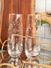 Load image into Gallery viewer, Couples Initials Champagne Flute – Personalized Stemless Glass Pair