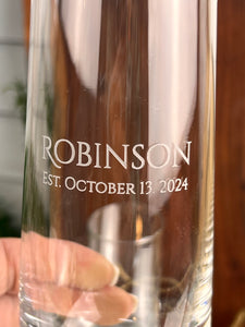 Family Name Stemless Champagne Flute – Personalized with Date