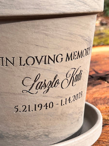 memory plant pots Engraved Sympathy Flowerpot – Memorial Gift – Personalized Clay Planter – In Loving Memory Garden Pot