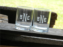 Load image into Gallery viewer, Hand Cut Rocks Glass with Classic Block Monogram
