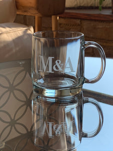 Set of 4 | 13 oz Coffee Mug Personalized with Monogram