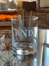 Load image into Gallery viewer, Double Old Fashioned Rocks Glass with Etched Monogram, 14 oz