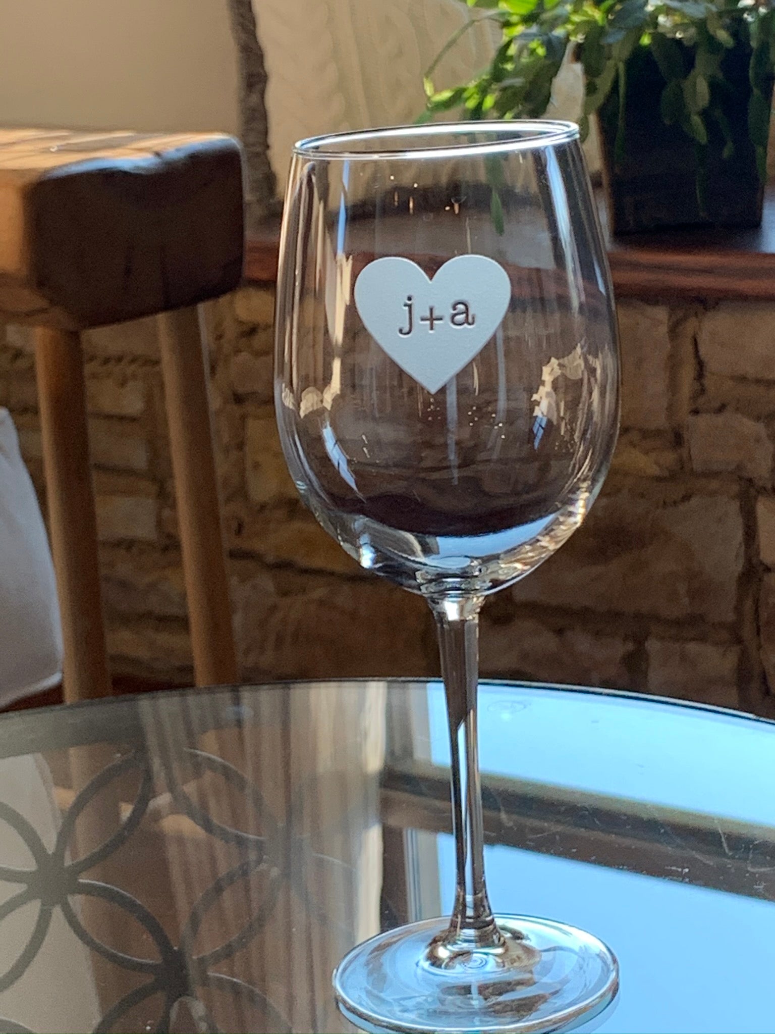 Heart Monogram Wine Glass