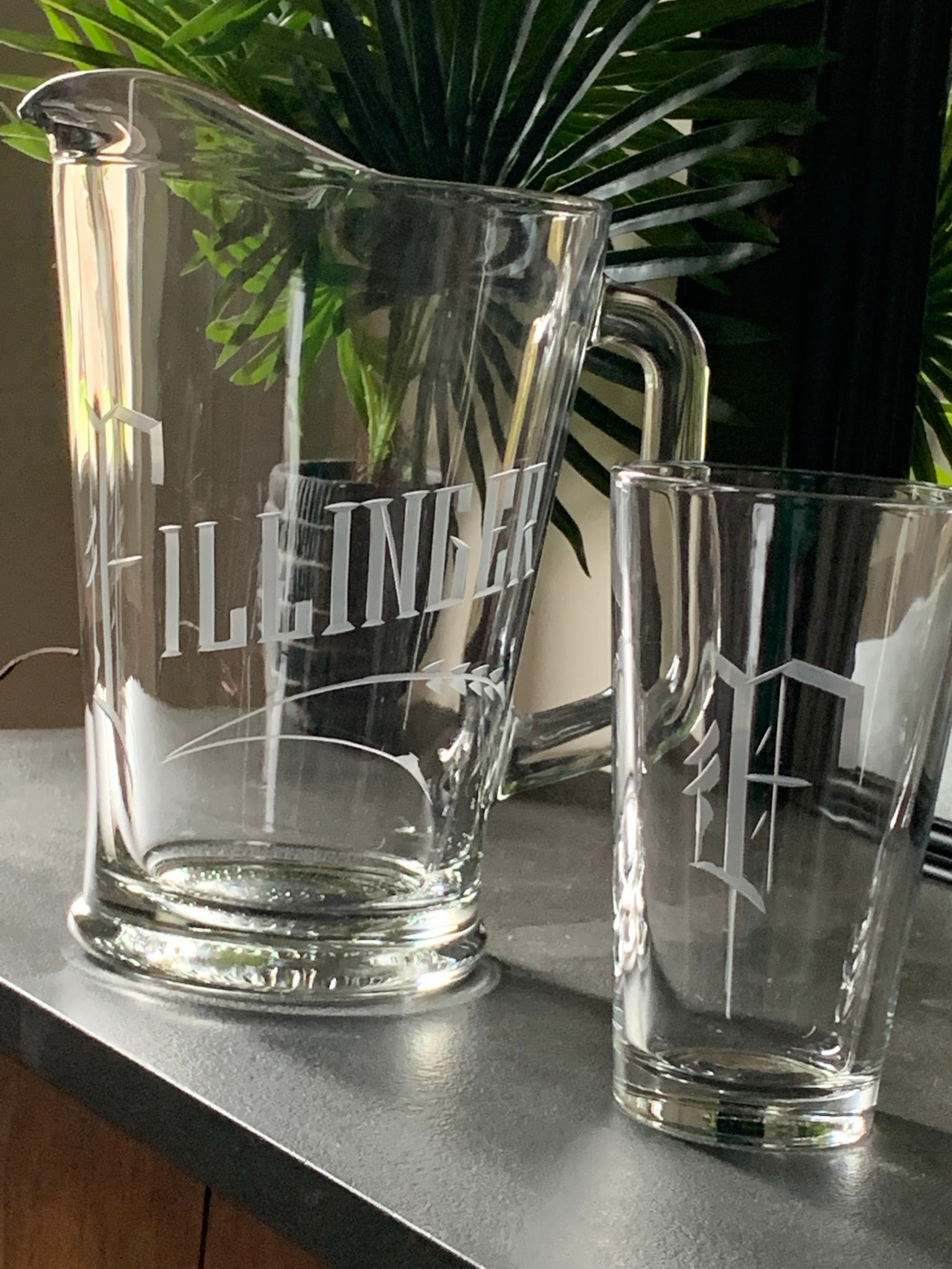 Personalized Pint Glasses with Beer Pitcher