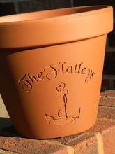 Load image into Gallery viewer, Anchor Engraved  Custom Carved Terra Cotta Flower Pot | Boat House | Lake House Gift | Nautical | Beach House
