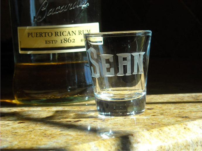 Hand Cut Shot Glass with Custom Name