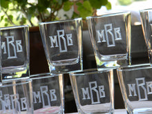 Load image into Gallery viewer, Hand Cut Classic Block Monogrammed Square Whiskey Glass