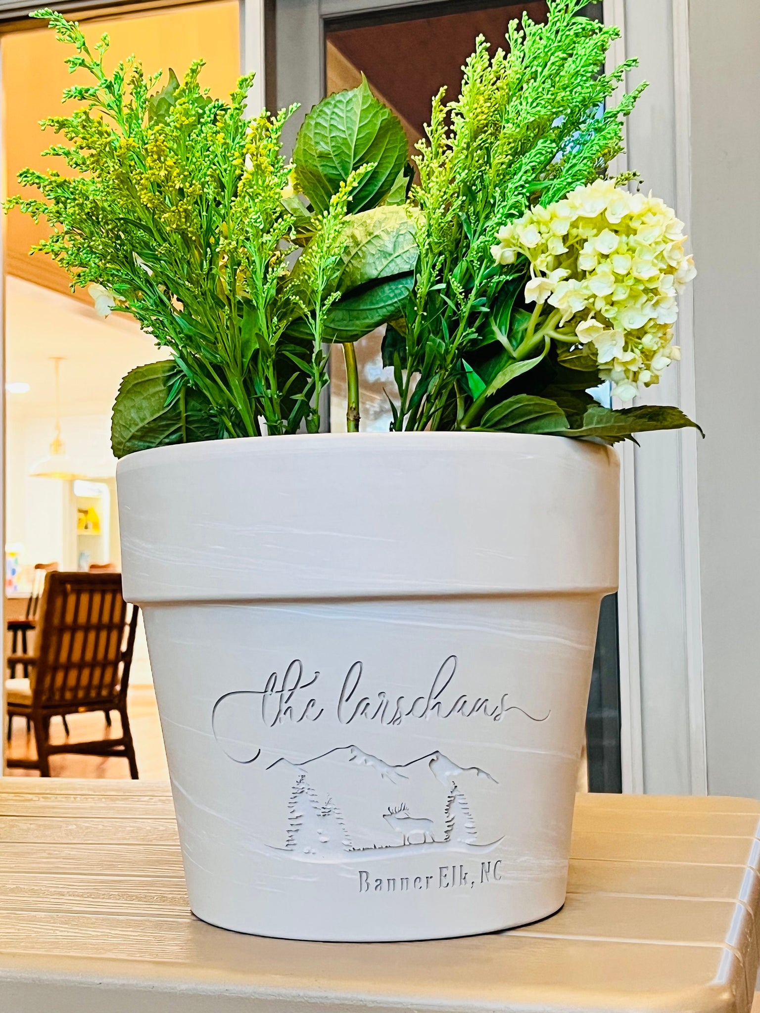 customize plant pot Mountain Home| Deep Etched Custom Clay Flower Pot | Engraved Flowerpot | Terra cotta Planter