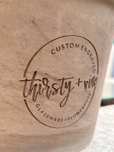 Load image into Gallery viewer, Custom Logo | Deep Etched Custom Clay Flower Pot | Engraved Flowerpot | Terra cotta Planter | White Granite Marble, Red, or Basalt Clay