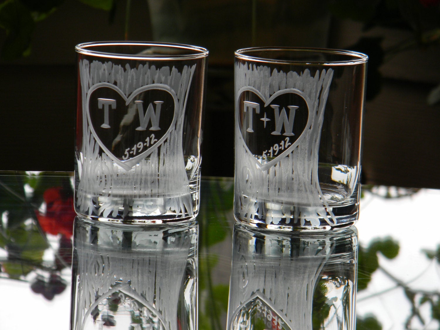 Hand Cut 15 oz Highball Beverage Glass Engraved with Custom Monogram