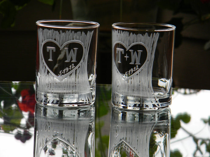 Hand Cut Personalized Carved Tree Rocks Glass