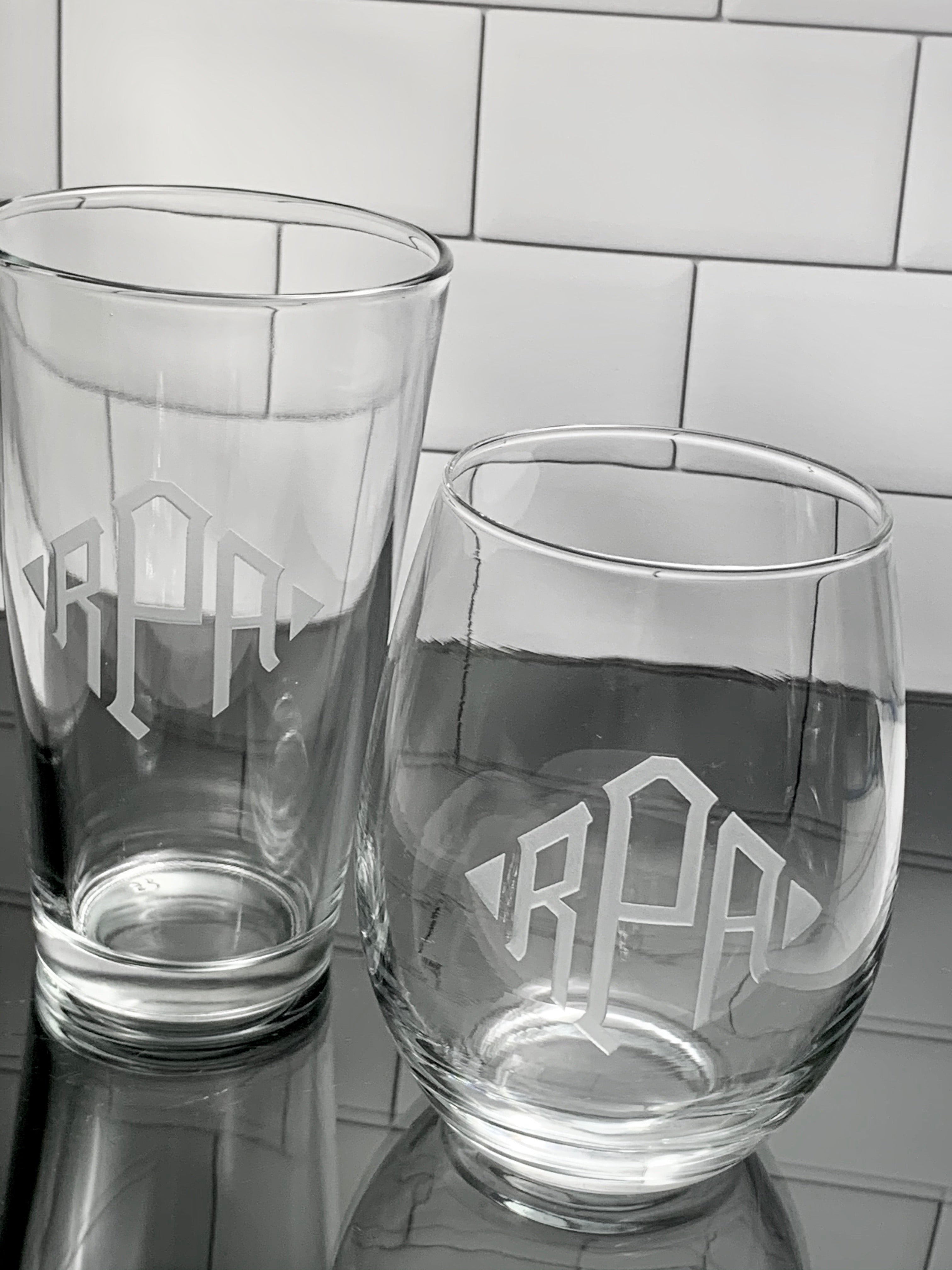 Numbers 1-8 Engraved Wine Glasses Set of 8 