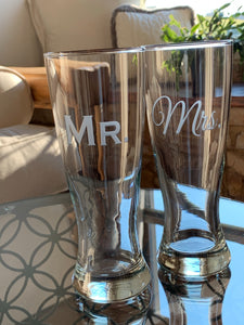 Mix and Match, Mr & Mrs Pilsner Beer Glasses | Set of 2