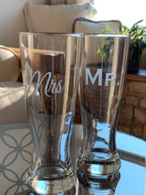Load image into Gallery viewer, Mix and Match, Mr &amp; Mrs Pilsner Beer Glasses | Set of 2
