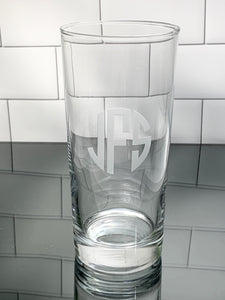 15 oz Beverage Hiball Glass Personalized with Monogram, Thirsty + Vine at $15