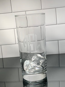 15 oz Beverage Hiball Glass Personalized with Monogram, Thirsty + Vine at $15