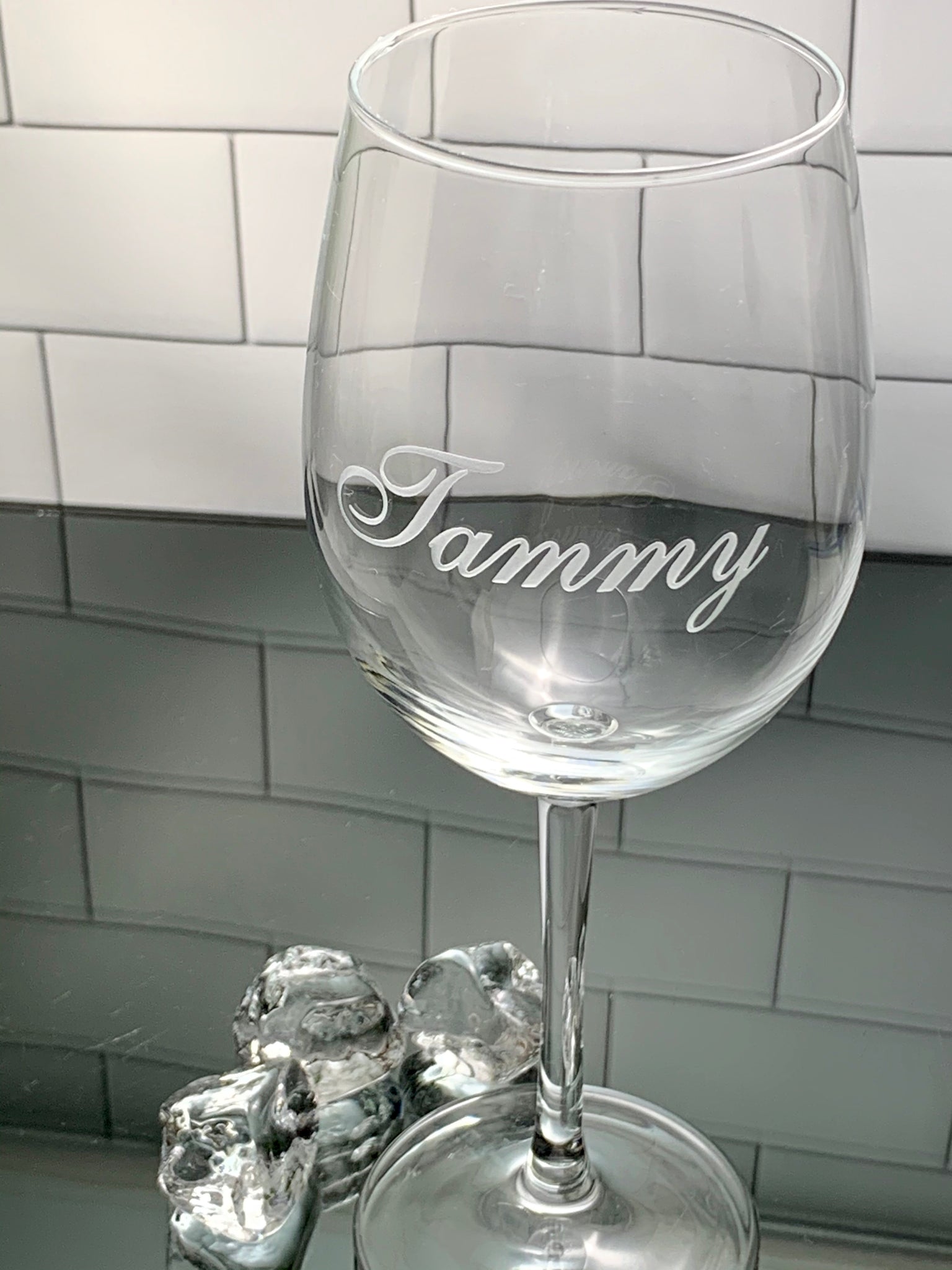 Personalized 16 oz Custom Can Shaped Glass - #engaged with Ring