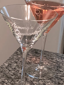 Personalized "Quarantini" Martini Glass