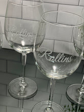 Load image into Gallery viewer, Set of 4 | 16 oz Personalized Etched Wine Glass with Name or Custom Text