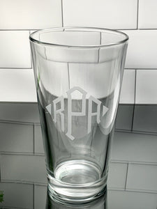 Pint Glass with Monogram, 16 oz