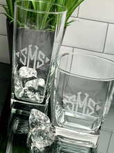 Load image into Gallery viewer, Mix + Match Monogrammed Square Beverage &amp; Rock Glass Set