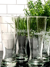 Load image into Gallery viewer, 20 oz Etched Pilsner Beer Glass, Thirsty + Vine at $20