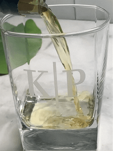 Square Roc Glass Monogrammed Square Rocks Glass, 13 oz