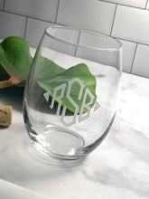 Load image into Gallery viewer, Stemless Wine Glass with Etched Monogram, 15 oz