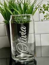 Load image into Gallery viewer, 12 oz Soda Can Drinking Glass Etched with Name, Thirsty + Vine at $15