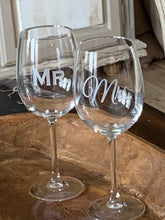 Load image into Gallery viewer, Mix and Match, Mr &amp; Mrs 16 oz Wine Glasses | Set of 2
