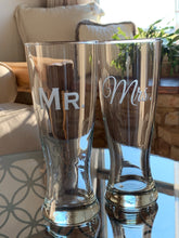 Load image into Gallery viewer, Mix and Match, Mr &amp; Mrs Pilsner Beer Glasses | Set of 2