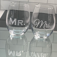 Load image into Gallery viewer, Mix and Match, Mr and Mrs 21 oz Stemless Wine Glasses | Set of 2
