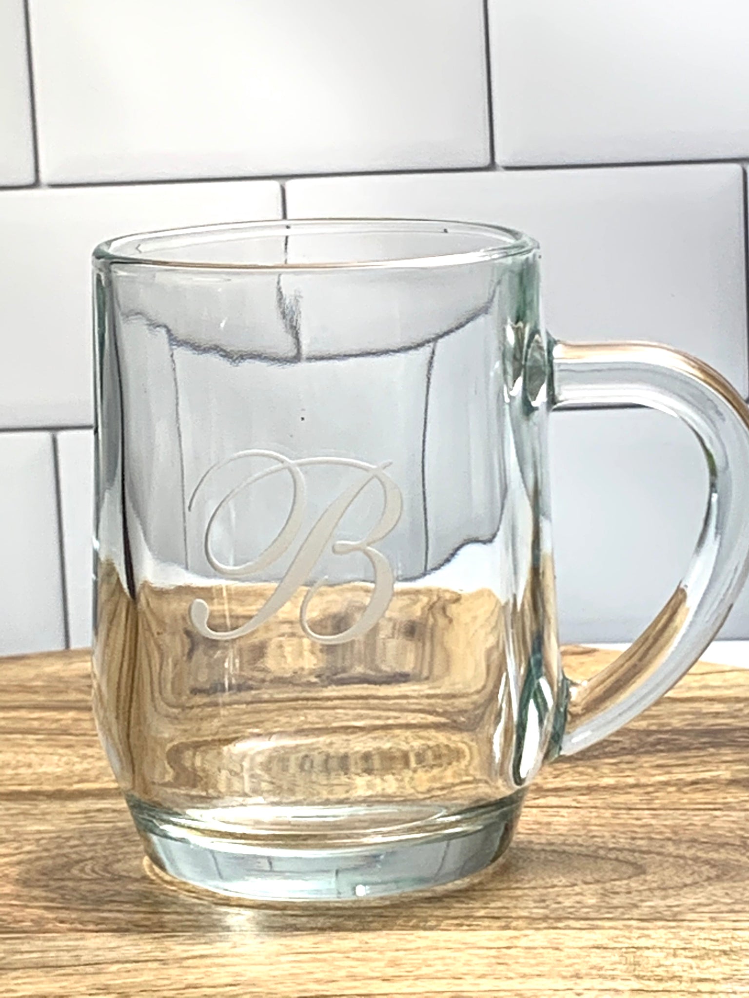 Etched Garrick glass personalized espresso cups set of 2 initials RHH
